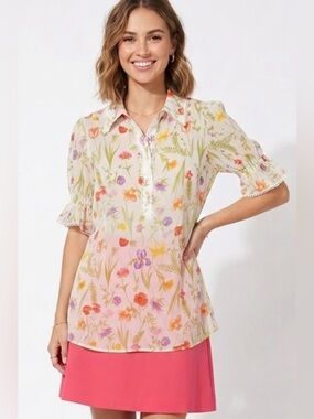 alex & lili wildflower print blouse. XL Delicate Sheer Cottagecore. Boho